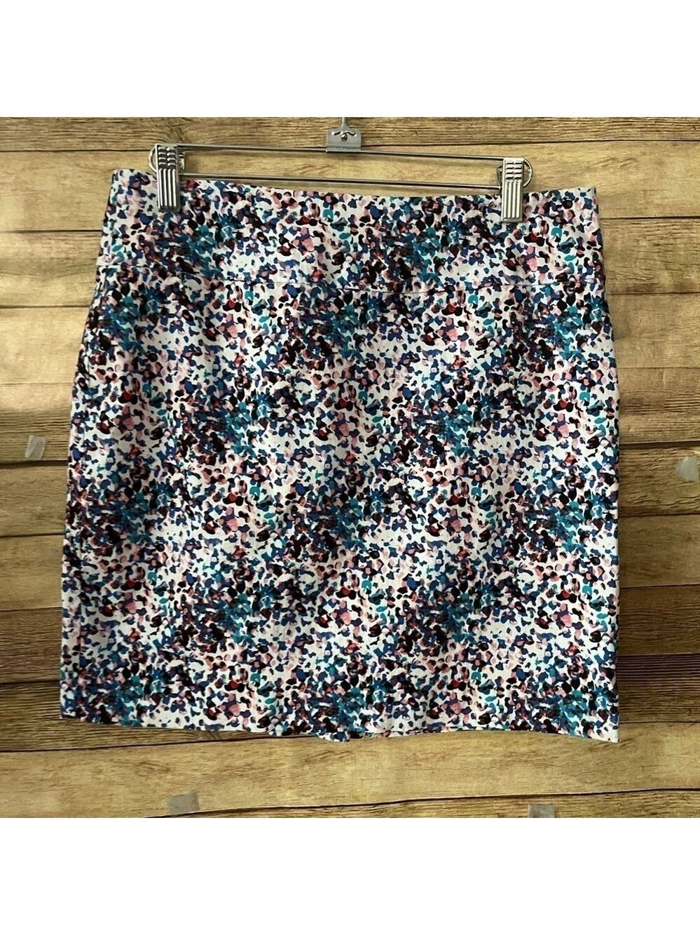 MARGARET M Petites Blue Pink White Pull On Skirt Womens Size LP Large Petite